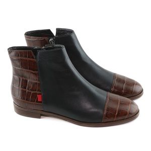 NWT 🛍️ Marc Joseph Leather Crocodile Stacked Wooden Heel Booties